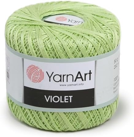 Yarn Art 1 Skein YarnArt Violet,100 Mercerized Cotton Yarn Threads Crochet Lace Hand Knitting Yarn Embroidery Arts Crafts (Green 5352)