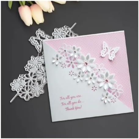 Cutting Dies Metal Stencils Scrapbooking Tools DIY Embossing Template for Paper Card Making Album Arts Crafts Supplies (Butterfly and Flower Edge- 6.3x14cm)