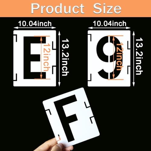 12 Inch Letter Stencils Symbol Numbers Craft Stencils, 42 Pcs Reusable Alphabet Templates Interlocking Stencil Kit for Painting on Wood, Wall, Fabric, Rock, Sign (Font Height is 12 Inch)