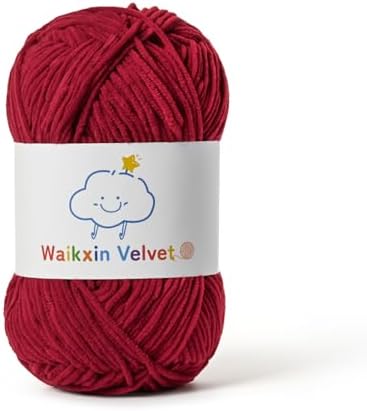 Fluffy Chenille Yarn for Crocheting，Baby Yarn for Crocheting Soft，50g/1.76oz Velvet Amigurumi Yarn ，Fingering Weight Yarns for Crocheting Baby Blankets、DIY Craft.(Burgundy)