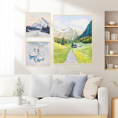 HANSILK 3pk 4 * 4/6 * 6/8 * 8 Inch Blank Framed Canvas Wall Art - Premium White Cotton Canvas Panel for DIY Painting, Custom Art, Home Decor - Ready to Hang, Pre-Stretched Wood Frame -3pcs