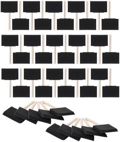 Bates- Foam Paint Brushes, 4 Inch, 40 Pack, Black Foam Brushes for Painting with Lightweight Wooden Handles
