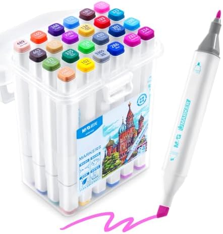 M&G Fine & Broad Dual Tip Art Markers, 24 Colors Water-Based Art Markers,Stocking Stuffers,Christmas Gift Idea for artists -Art Supplies