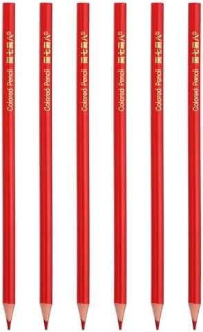 PATIKIL Red Colored Pencils Set,6 Pcs Oil Color Pencils Wooden Coloring Drawing Pencil for Artists Art Painting