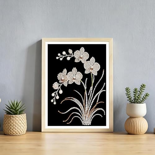 DIYBEADDOT Orchid Special Shape Diamond Pearl Painting Kits for Adults,5D Diamond Art Pearl Painting Kits for Beginner, Crystal Rhinestones Diamond Painting for Home Wall Decoration 12×16inch