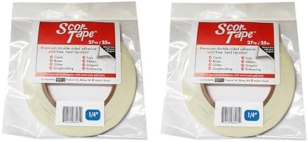 Scor-Tape 1/4" Double-Sided Adhesive Tape, 27 Yards x 2 Rolls, Acid-Free, Ultra-Thin, Perfect for Card Making, Scrapbooking & Paper Crafts, Multi-Pack Value