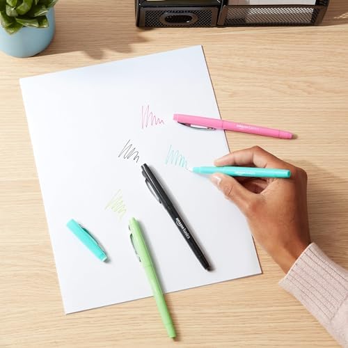 Amazon Basics Felt Tip Marker Pens, Assorted Colors, for Art Projects, Writing, Drawing, and Journaling, 12-Pack