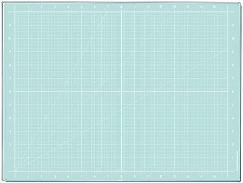 GLASSBOARD STUDIO Aqua Glass Craft Mat (13.5x18in) - Magnetic, Heat & Scratch Resistant, Stain-Proof for Crafting, Cutting, Painting, Mixed Media Artwork - Grid & Angle Lines, Non-Slip Feet