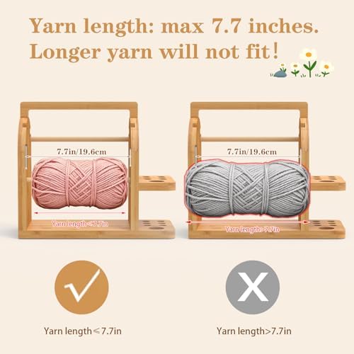 sandpaint Yarn Holder for Crocheting, Bamboo Wood Yarn Storage Organizer