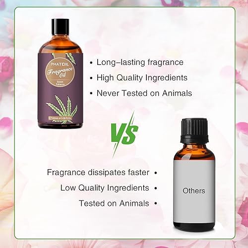PHATOIL Sweet Tobacco Fragrance Oil for Diffuser Aromatherapy 3.38FL.OZ | Long Lasting Scented Oils For Humidifier, Air Freshener, DIY Soap Candle, Scent Project Making, Aroma Oil for Home Freshening
