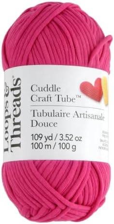Loops & Threads Cuddle Craft Tube Yarn – Medium (4) Cotton Nylon Blend, Soft Tube Yarn for Knitting, Crochet & Crafts, Ideal for Apparel, Accessories & Decor, 109 yd / 3.52 oz Skein, 8 Pack