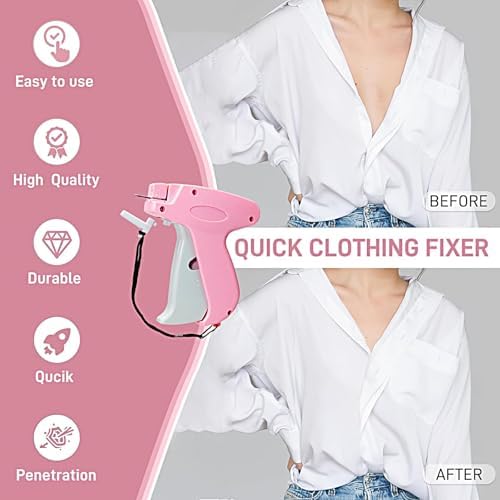 2026 New Stitch Gun for Clothes, Handheld Quick Clothing Fixer Sewing Kit with 1000 Black & 1000 White Fasteners, 6 Replacement Needles, Pink