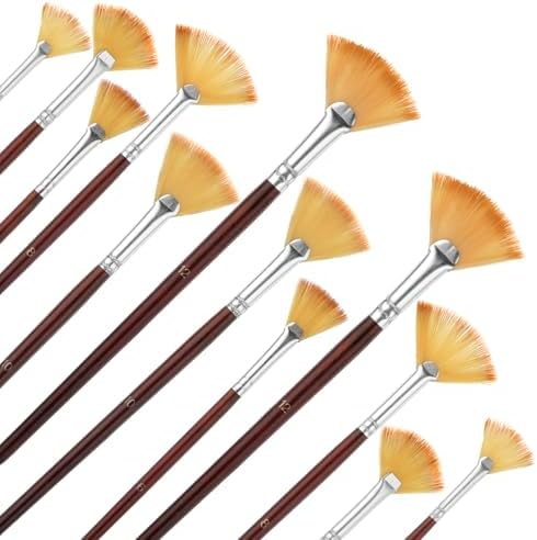 12 Pcs Fan Paint Brushes, Artist Painting Brush Set