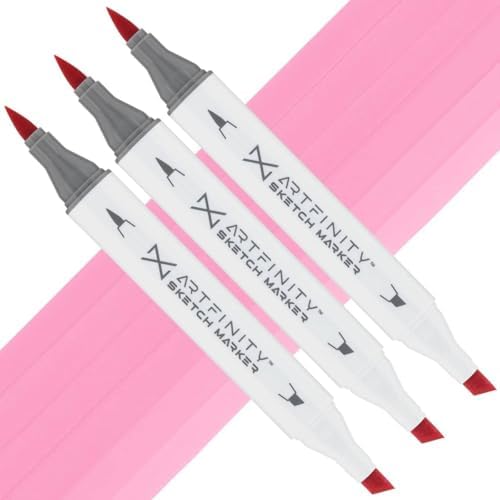 Artfinity Sketch Markers - Set of 3 - Rose Mist RV4-3, Vibrant, Professional, Dye-Based Alcohol Markers for Artists, Drawing, Travel, & More