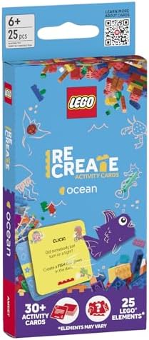 LEGO Recreate Activity Cards – Ocean | Imaginative Building Game with 30+ Activity Cards & 25 LEGO Elements | Ages 6+ | Screen-Free Creativity
