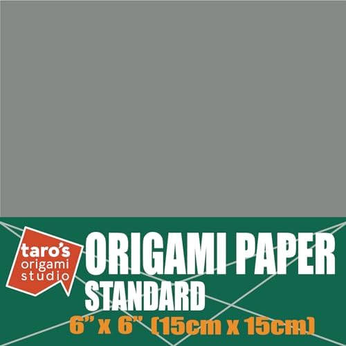 [Taro's Origami Studio] Standard 6 Inch One Sided Single Color (Grey) 50 Sheets (All Same Color) Square Easy Fold Premium Japanese Paper for Beginner (Made in Japan)