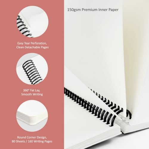 Hardcover Sketchbook,7.2"x8.3"Spiral Bound Drawing Pad,Crimson Petal