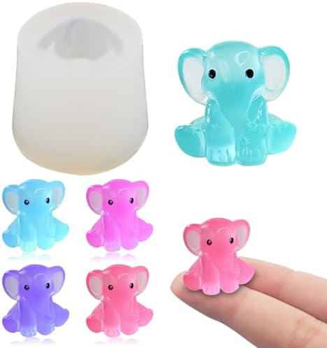 Cute Tiny Elephant Shape Resin Silicone Mold Micro Dollhouse Animal Epoxy Casting Mold for DIY Resin Art Fairy Garden Miniatures Landscape Crafts Decor