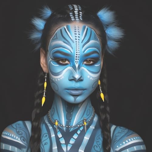 SUNNYVALE Halloween Light Blue Face Body Paint Stick Crea,Sweatproof Eye Black for Adults Sports, Hypoallergenic Grease Foundation Makeup for Nightmare Corpse Bride Avatar Sally Cosplay Costume