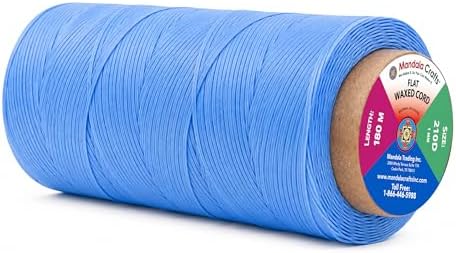 Mandala Crafts 210D 1mm Sky Blue Flat Waxed Thread for Leather Sewing