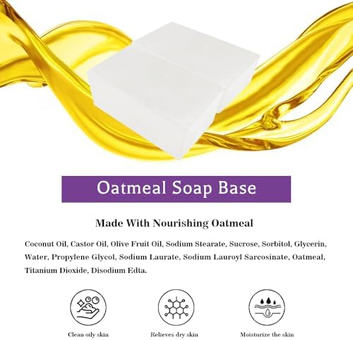 Oatmeal Soap Base, Melt and Pour Soap Base for Soap Making Easy Cutting 5.2 LB