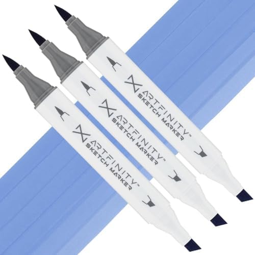 Artfinity Sketch Markers - Set of 3 - Periwinkle B5-5, Vibrant, Professional, Dye-Based Alcohol Markers for Artists, Drawing, Travel, & More