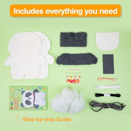 Avenir My First Sewing Kit Ages 6-8, Panda Stuffed Animal Craft Set