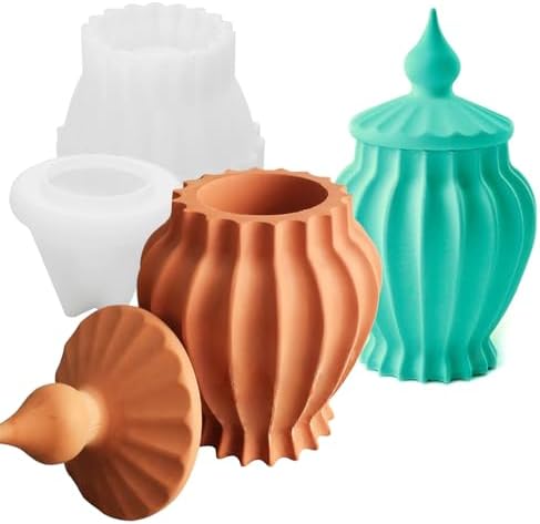 Wehous Vintage Jar Resin Mold with Lid Silicone Box Storage Container Mold for Epoxy Resin Casting Candle Vessels Candy Jewelry Trinket Makeup Holder Unique Concrete Cement Casting Craft Making Decor
