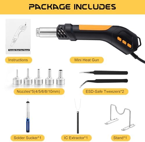Mini Heat Gun Kit Hot Air Soldering Rework Station, 700W 100°C~500°C