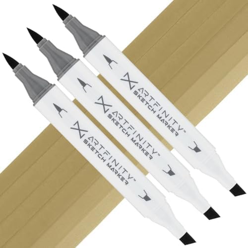 Artfinity Sketch Markers - Set of 3 - Manila Light YG8-6, Vibrant, Professional, Dye-Based Alcohol Markers for Artists, Drawing, Travel, & More