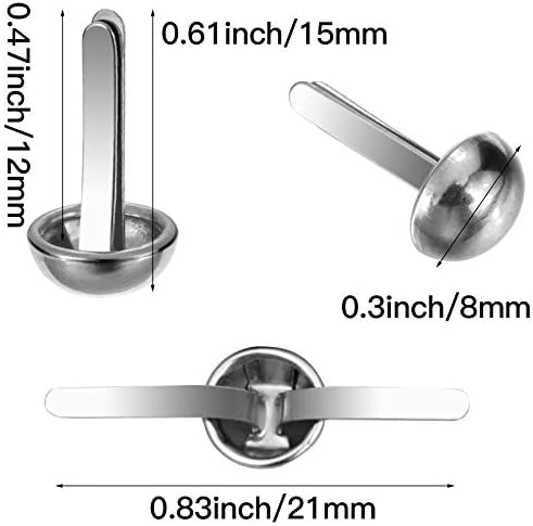 Hotop 500 Pcs Brad for Paper Crafts Metal Paper Fasteners,Silver