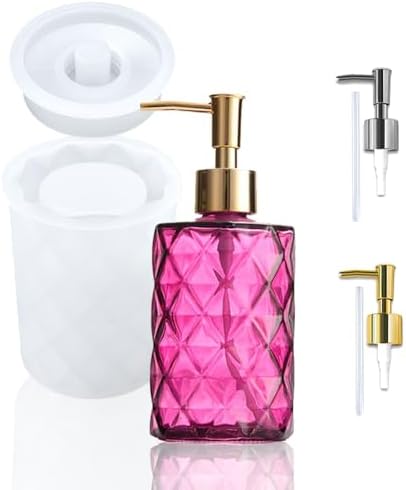 BIGEBO Pump Bottle Resin Mold, Perfume Bottle Silicone Molds Pump Bottles Mold for Soap Shampoo Lotions and Creams (Cylinder)