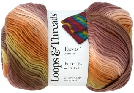 Loops & Threads Facets Yarn - Yarn for Knitting, Crochet, Weaving, and Arts & Crafts - Ember, Acrylic, 3.5 oz