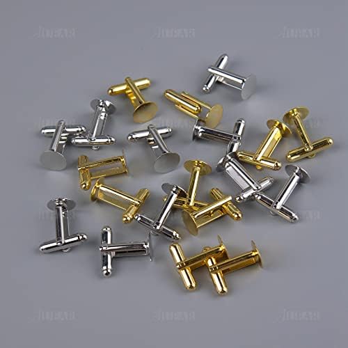 AUEAR, Metal Cufflinks Cuff Button Blank Cabochons Tray Bezel Cufflink Blanks Setting for Jewelry Making DIY Crafts