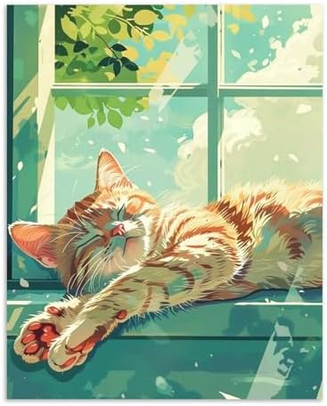Alptiny Sleeping Cat Paint by Numbers Kit for Adults Beginner, 16x20 Inch