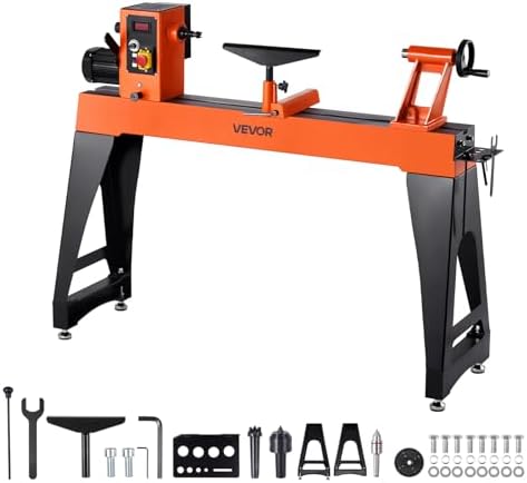 VEVOR 1.5 HP Wood Lathe, 16 x 40 in Wood Lathe Machine with 150 to 3200 RPM Variable Speed Brushless DC Motor Cast Iron Body Tool Rest for Medium to Large Projects Woodworking