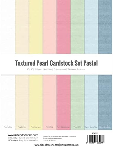 Craftelier - Cardstock Set Pearlescent Pastel Texture | Pack of 24 Double Sided Cardstock for Card Making, Scrapbooking and Craft Projects | Weight 216 grams | Size 15,24 x 20,32 cm (6" x 8")