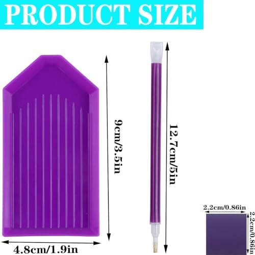 52PCS Purple 5D Diamond Art Painting Tools and Accessories Kits,with 12 Plastic Diamond Art Painting Trays,30pcs Glue Clay,10 Diamond Art Painting pens,Diamond Art Painting DIY Accessories