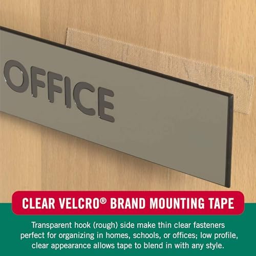 VELCRO Brand Thin Clear Tape | 15 Ft x ¾” | Cut Strips to Length | Home Office or Crafts Fastening Solution | Large Roll, 91325