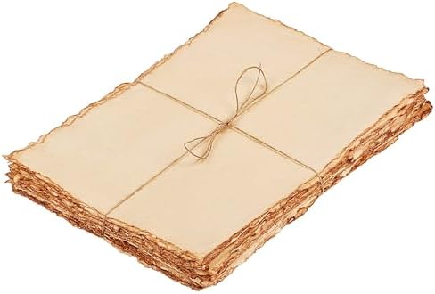LEATHER VILLAGE Watercolor Paper- 7.5 X 11 inches - 20 Sheets Watercolor Paper for Drawing, Sketching, Wedding Cards & Crafts - 150 GSM Thick Deckle Edge Virgin Cotton Handmade Paper - Vintage