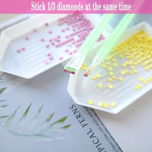 39PCS 5D Diamond Art Painting Tools and Accessories Kits,with 12 Plastic Diamond Art Painting Trays,22pcs Glue Clay,5 Diamond Art Painting pens,Diamond Art Painting DIY Accessories Green and White