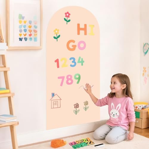 Arch Magnetic Wall Decal 39.3x17.5 Inch Milk Tea Magnetic Chalk Board Sticker Magnet Chalkboard for Wall Peel and Stick Self Adhesive Blackboard Multifunctional for Playroom Home