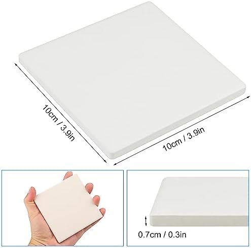 50 Pieces 4 Inch Blank Ceramic Coasters, Unglazed Ceramic Tiles Coasters, Ceramic Tiles with Cork Backing Pads for Painting, DIY Crafts, Mosaics, Square, White.by GNIEMCKIN.