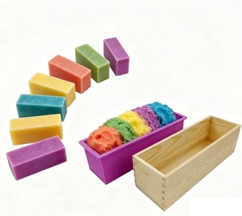 Soap Molds with Bamboo Cutting Box and 2 PCS Silicone and Wood Molds Box