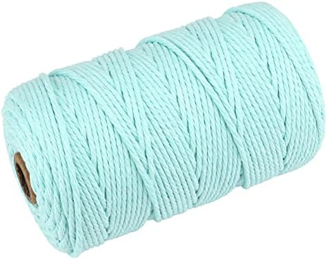 jijAcraft Macrame Cord,3mm x 328 Feet Cotton Macrame Cord,Colored Cotton Cord Macrame Supplies,Macrame Rope Craft Twine String for Macrame & Knitting,Plant Hangers,Wall Hanging,Craft (Sky Blue)