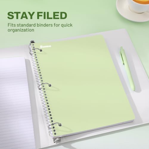 SUNEE Spiral Notebooks, 6 Pack, 1-Subject, College Ruled Paper, 8" x 10-1/2", 70 Sheets per Notebook, Assorted Aesthetic Colors Spiral Notebooks for School