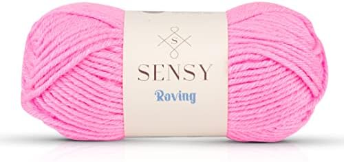 S Sensy Roving-Premium Acrylic&Wool Blend #5 Bulky Yarn Neon Pink 131 Yards