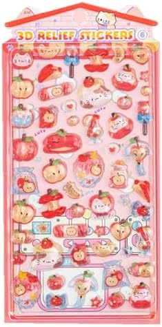 3D Puffy Stickers, Kawaii Resin Decorative Stickers for Phone Case, Notebook, Scrapbooking (Style-Apple)
