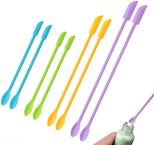 NiArt 8PCS Mini Silicone Spatula Set, Double-Ended Resin Makeup Scraper