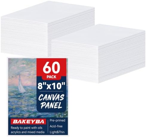 60Pcs 8x10 Canvas Boards for Kids PaintingInch Art Canvas Panels | 100% Cotton White Blank Art Supplies for Acrylics Oil Watercolor Tempera Paints
